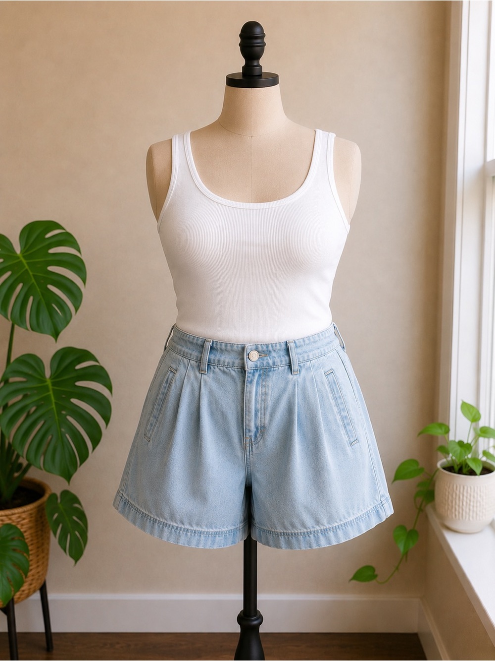 Vintage LizWear 100% Cotton Pleated Mom Denim Shorts | High Rise | Petite 12